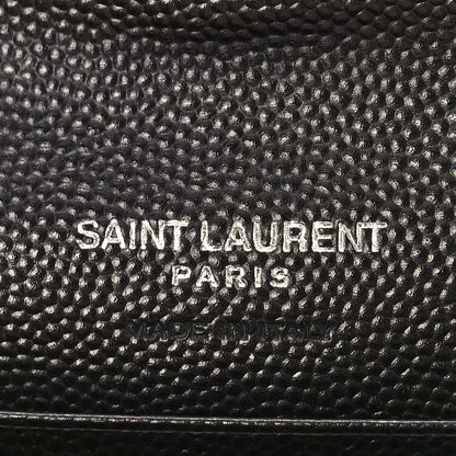 Saint Laurent Grain De Poudre Matelasse Chevron Small Monogram Envelope Wallet Black 6 of 8