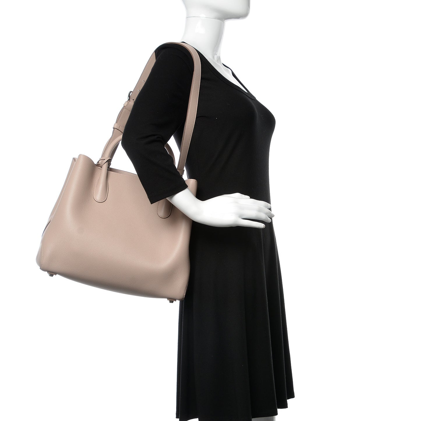 Supple Grained Calfskin Large Open Bar Tote Rose Poudre