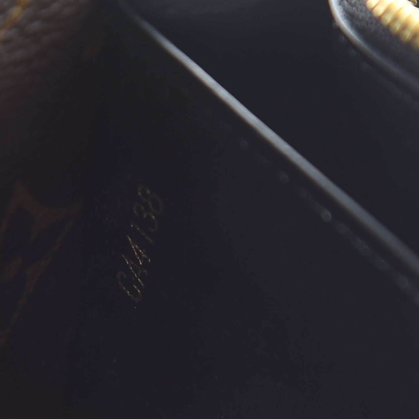 Patent Calfskin Monogram Cherrywood Chain Wallet Black
