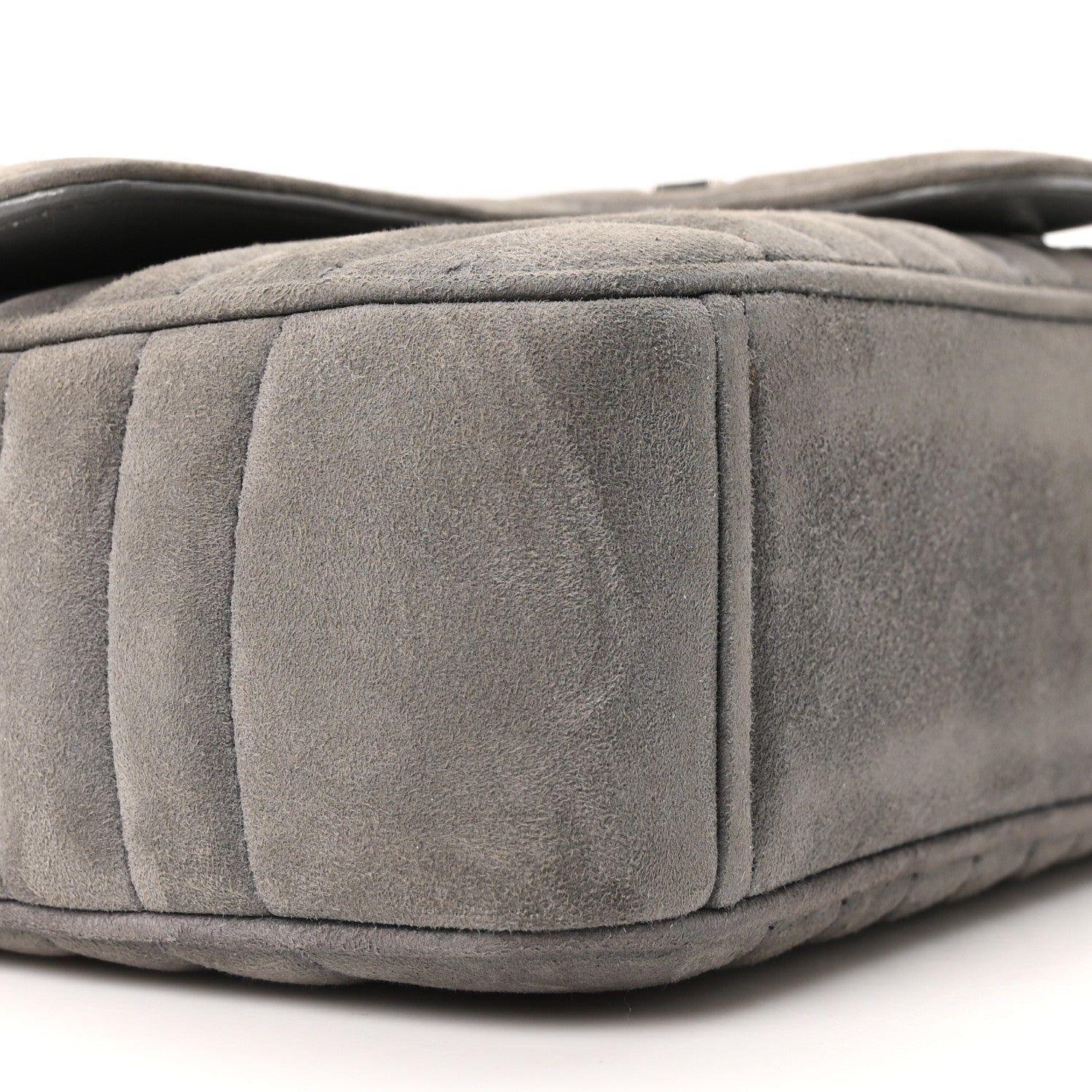 Prada Camoscio Impunture Diagramme Medium Chain Flap Shoulder Bag Grey 9 of 10