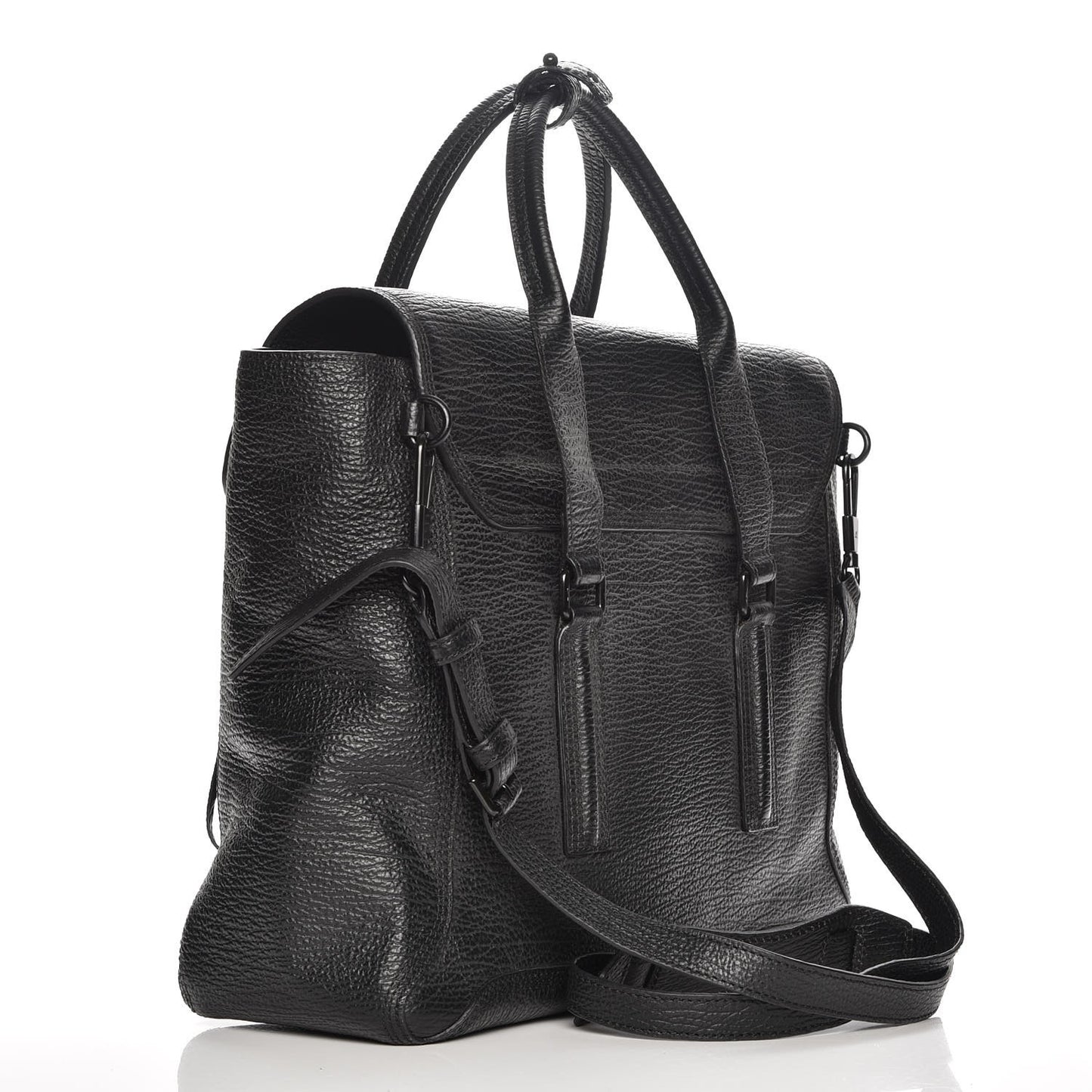 3.1 Textured Calfskin Large Pashli Satchel Black