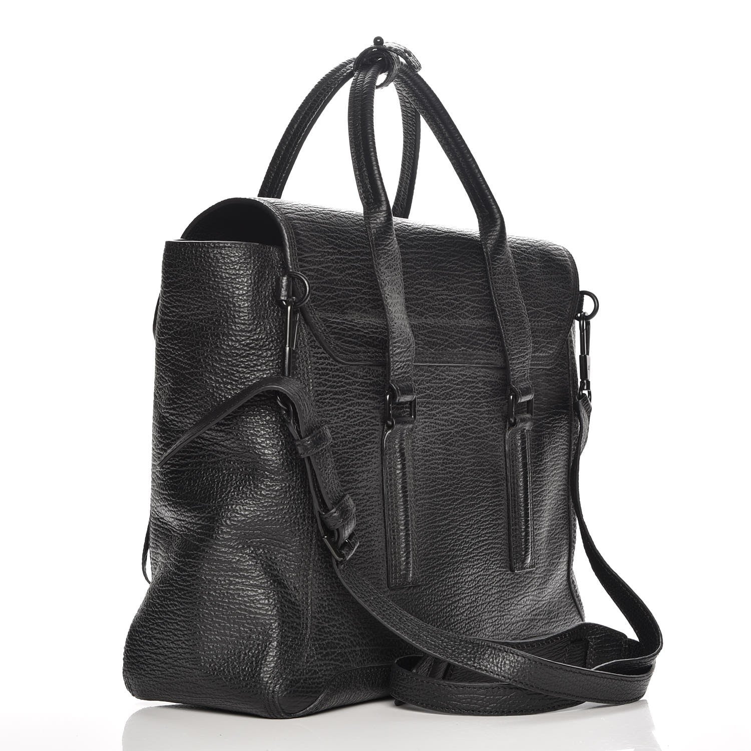 3.1 Phillip Lim 3.1 Textured Calfskin Large Pashli Satchel Black 4 of 7