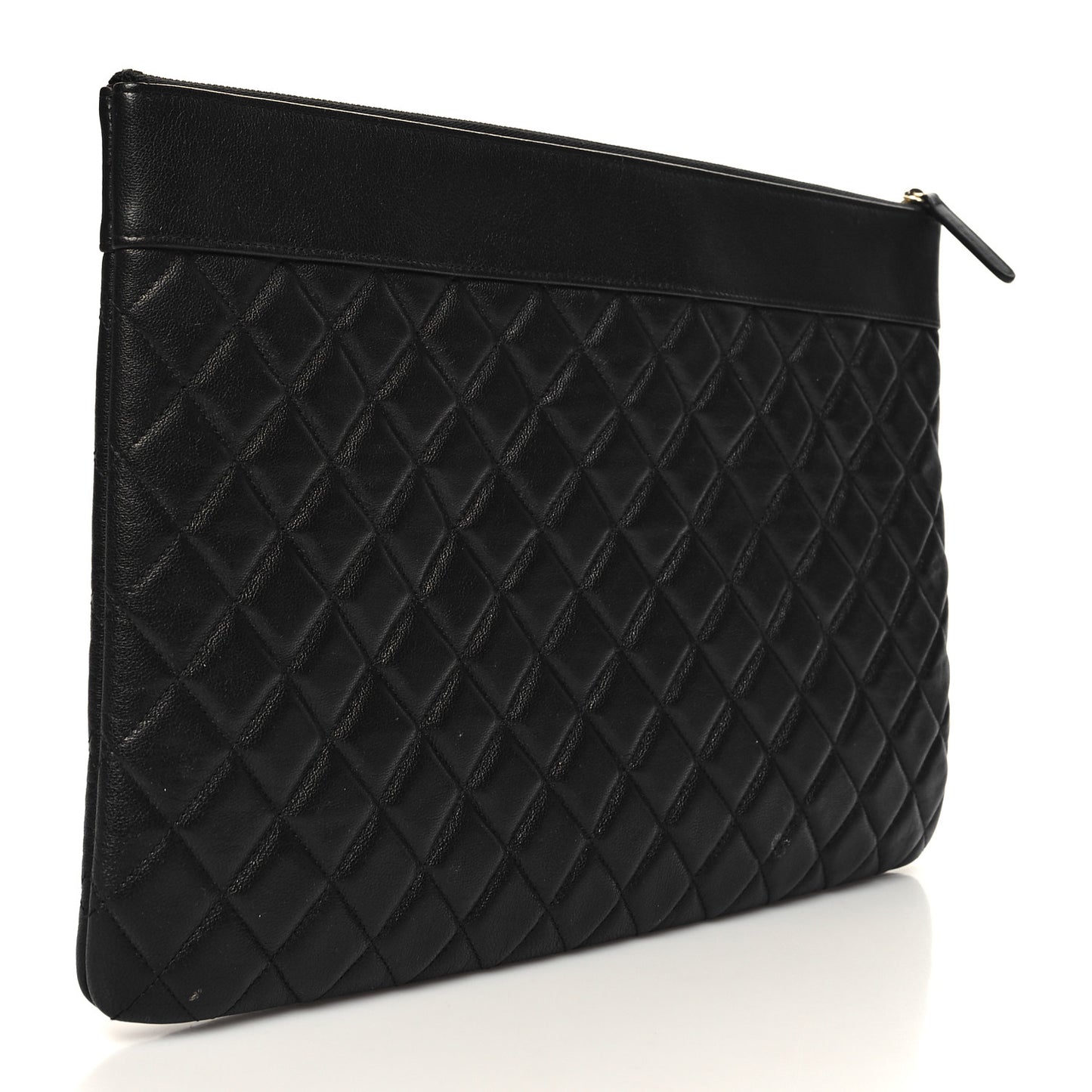 Sheepskin Quilted Large Vintage Mademoiselle Cosmetic Case Black