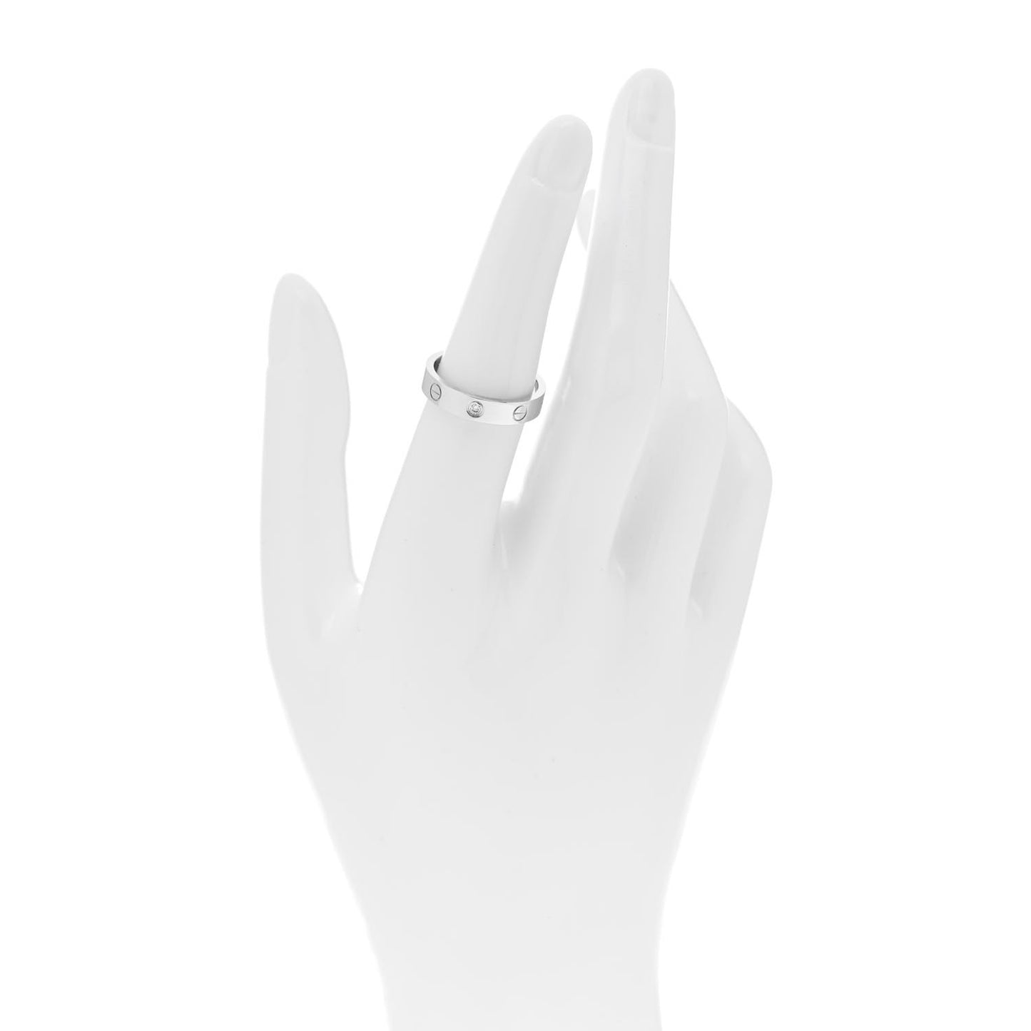 18K White Gold Diamond 4mm LOVE Wedding Band Ring 53 6.5