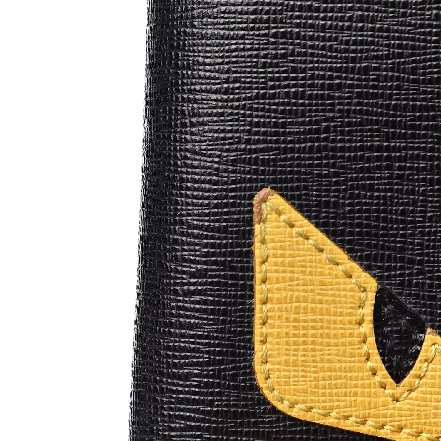 Fendi Vitello Elite Monster Eyes Inlay Bi-Fold Wallet Black Giallo Rosso 8 of 9