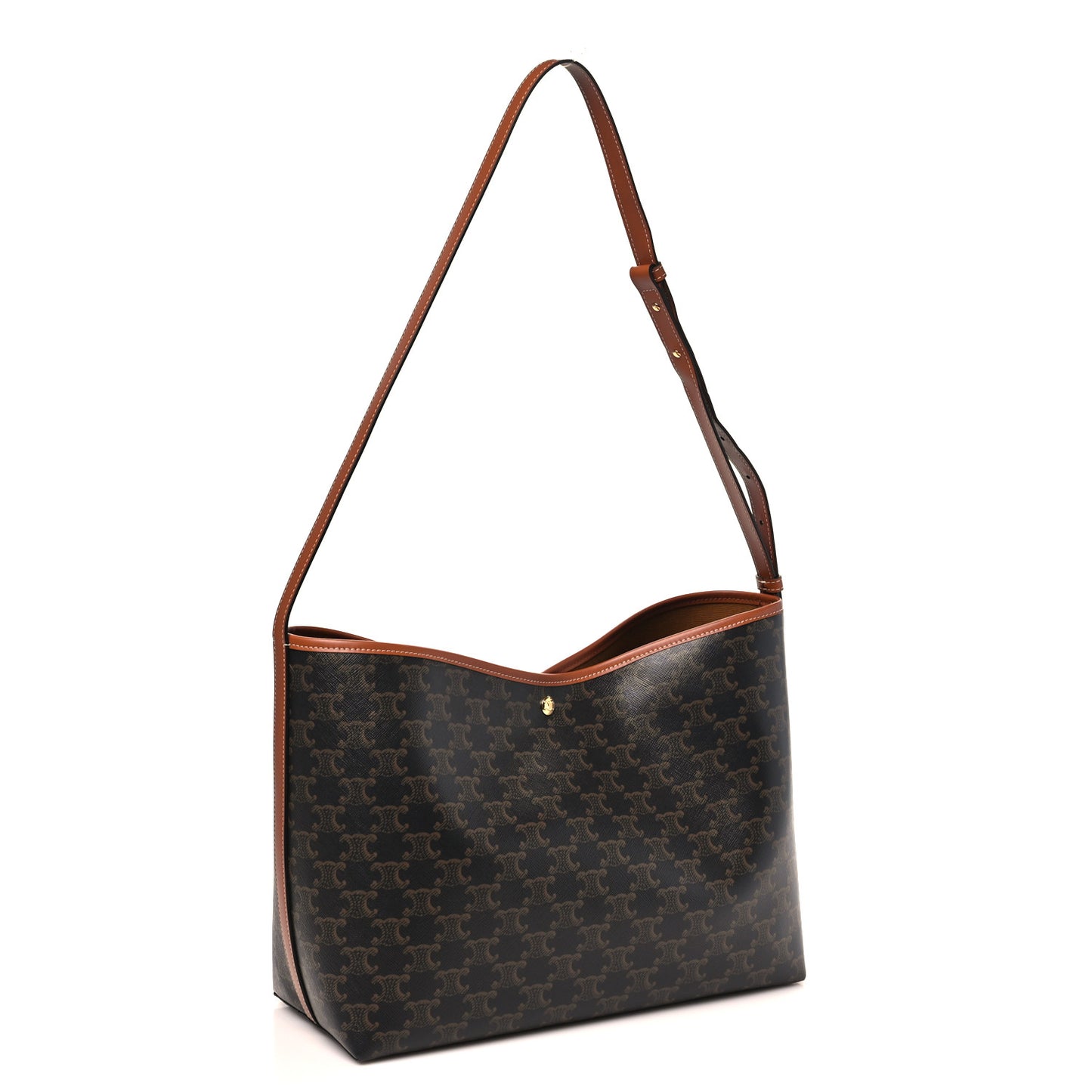 Triomphe Canvas Calfskin Shopper Tote Tan