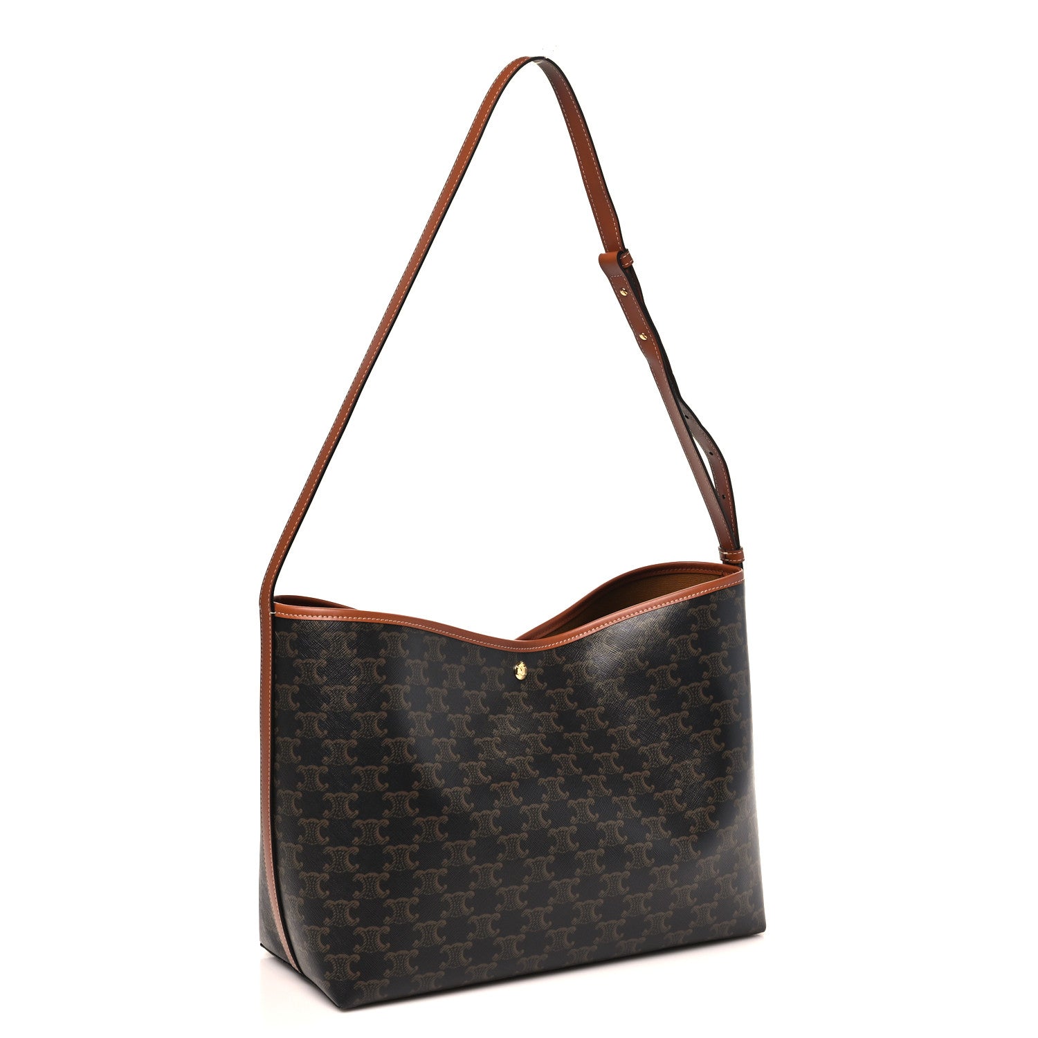 Celine Triomphe Canvas Calfskin Shopper Tote Tan 4 of 11