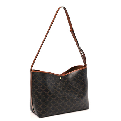 Celine Triomphe Canvas Calfskin Shopper Tote Tan 4 of 11