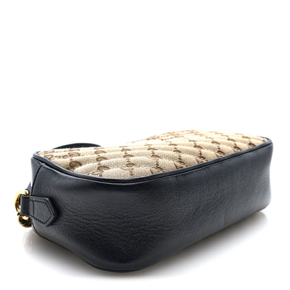 Gucci Monogram Matelasse Diagonal Small GG Marmont Chain Shoulder Bag Beige Black 4 of 10