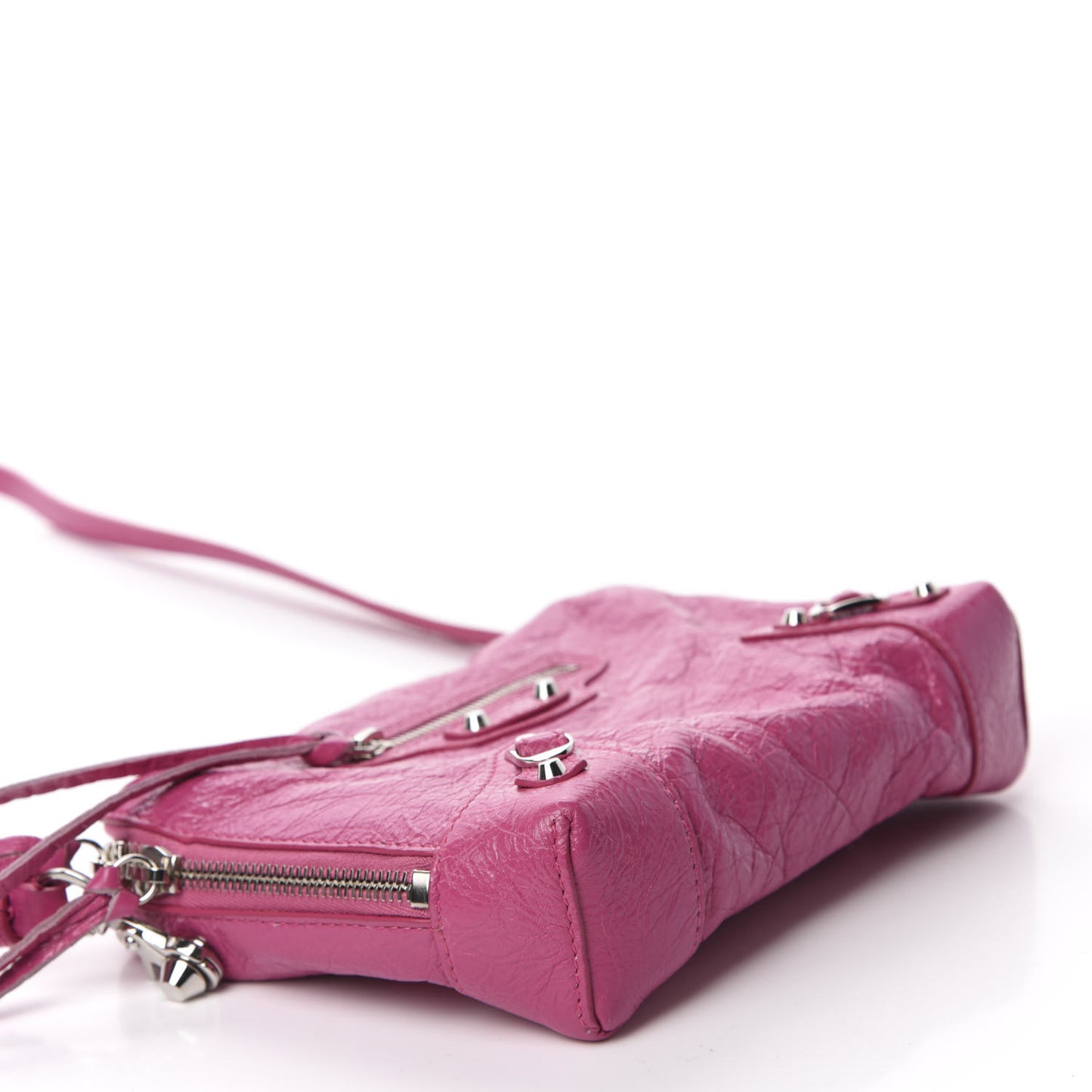 Agneau Arena Classic Silver Hardware XS Reporter Crossbody Rose Flamingo