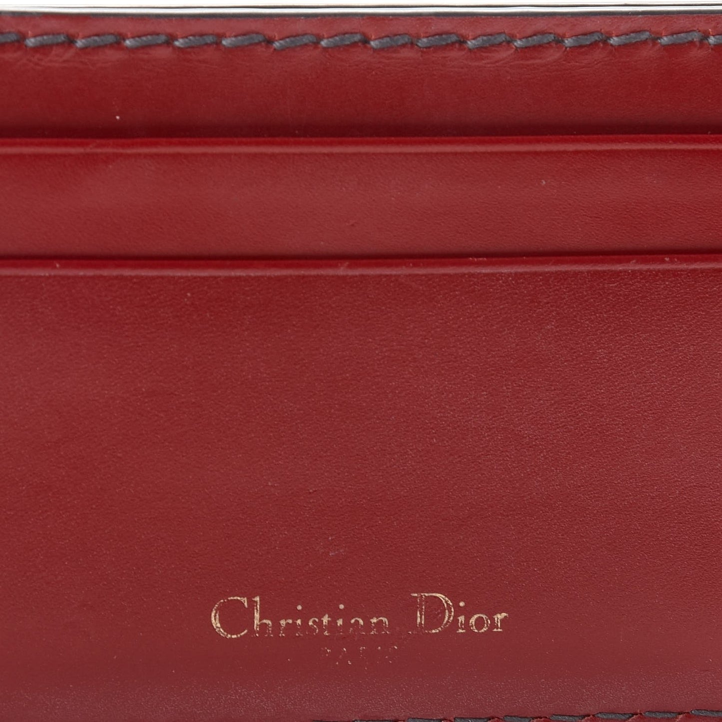 Calfskin D-Fence Card Holder Red