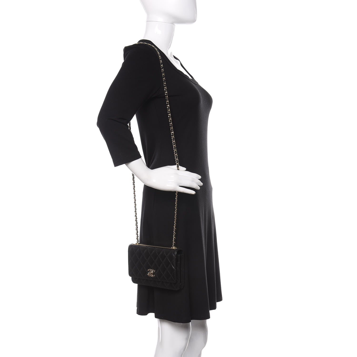 Chanel Lambskin Quilted Trendy CC Wallet On Chain WOC Black 2 of 10