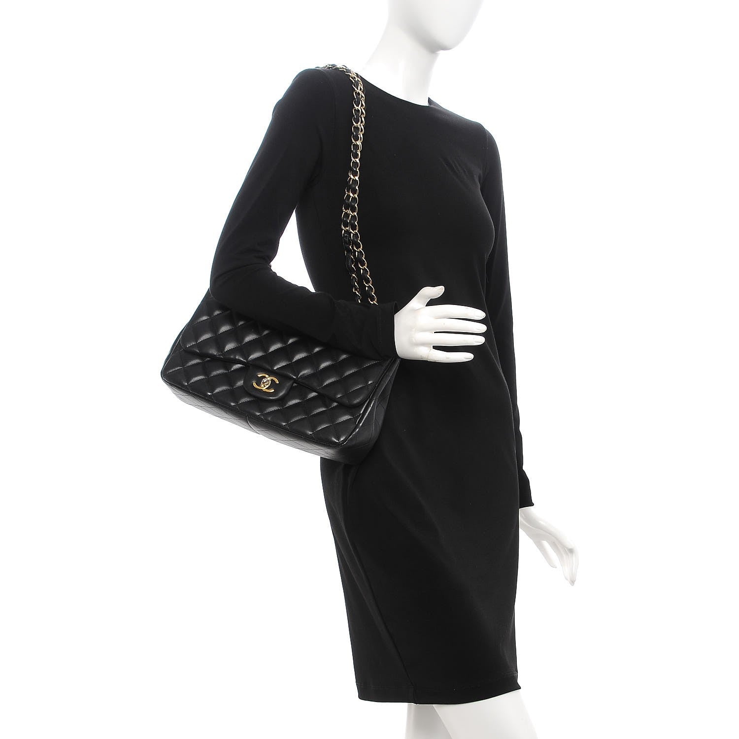 Chanel Lambskin Quilted Jumbo Single Flap Black 2 of 8