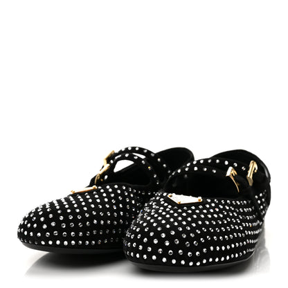 Prada Suede Crystal Studded Ballerina Flats 38 Black 4 of 8