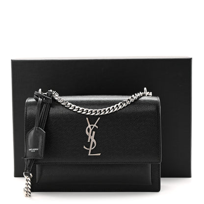 Saint Laurent Coated Bark Calfskin Medium Monogram Sunset Black 12 of 12