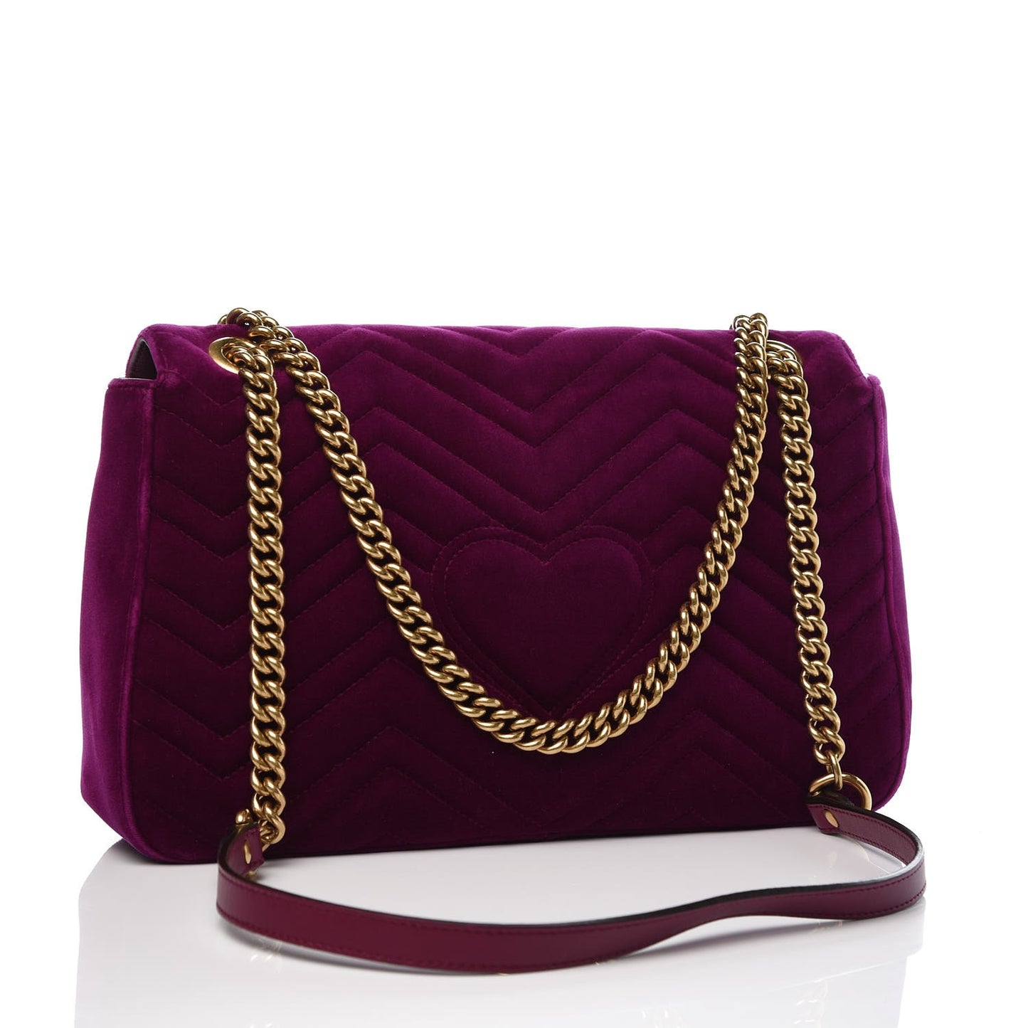Velvet Matelasse Loved Embroidered Medium GG Marmont Shoulder Bag Fuchsia Violet Cyclamen