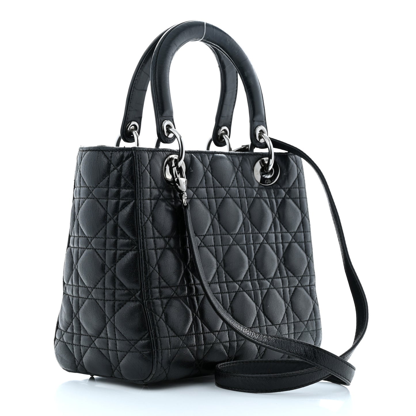 Ultra Matte Calfskin Cannage Medium Lady Dior Black