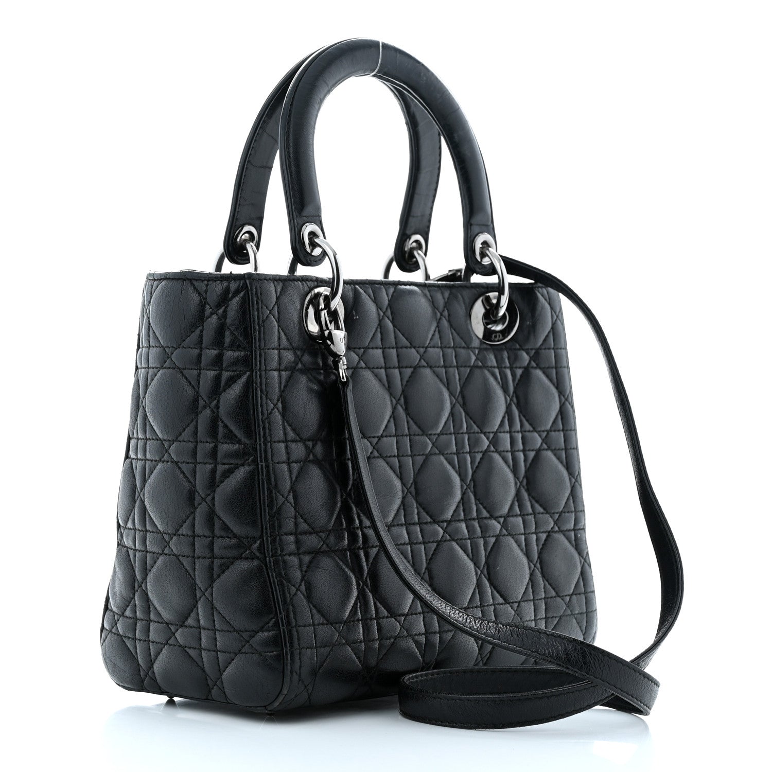Christian Dior Ultra Matte Calfskin Cannage Medium Lady Dior Black 3 of 12