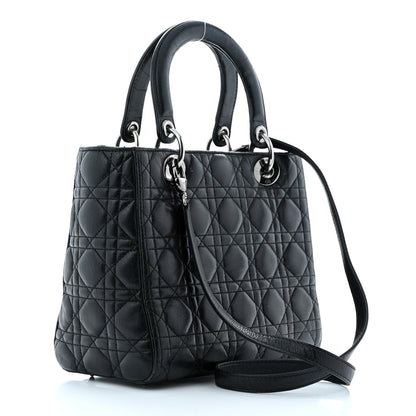 Christian Dior Ultra Matte Calfskin Cannage Medium Lady Dior Black 3 of 12