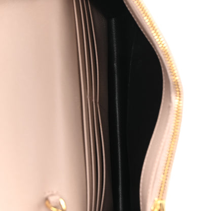 Saint Laurent Grain De Poudre Matelasse Chevron Monogram Envelope Chain Wallet Rose Antic 5 of 11