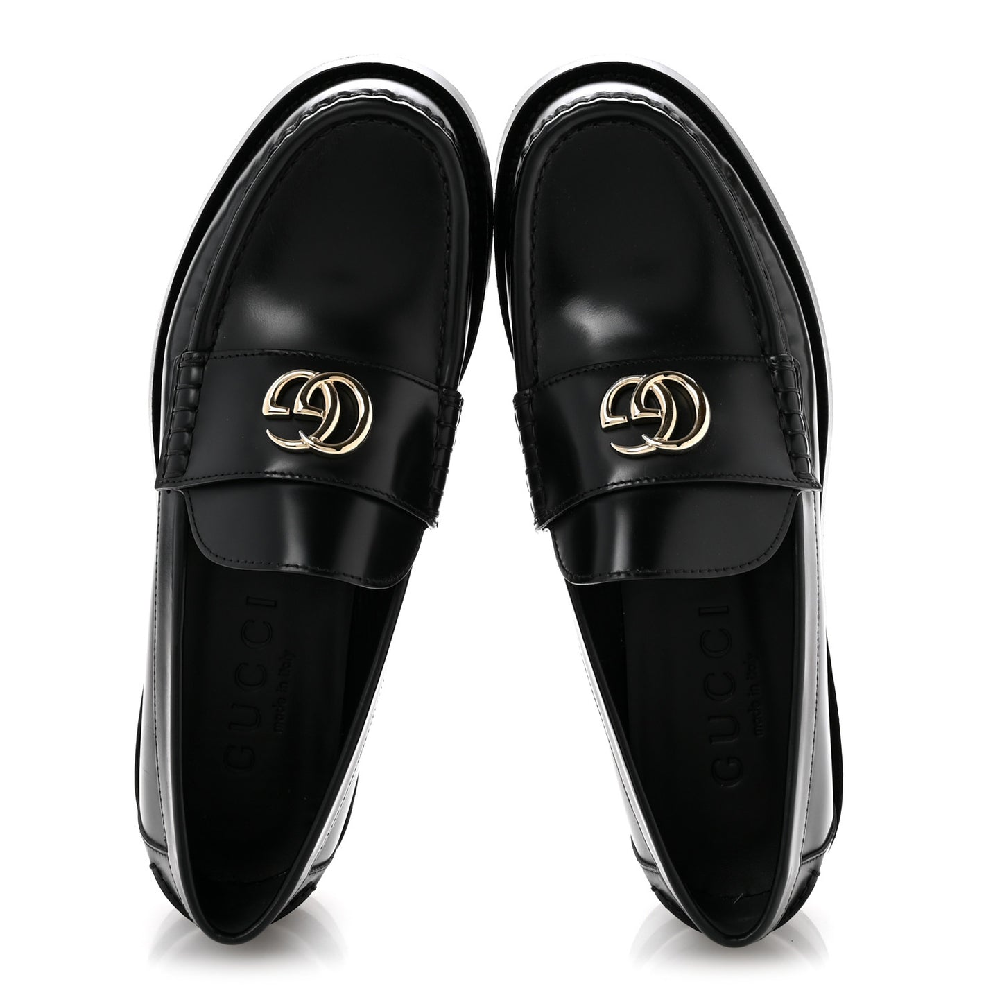 Calfskin Millennial Ribot Womens GG Loafers 38.5 Black
