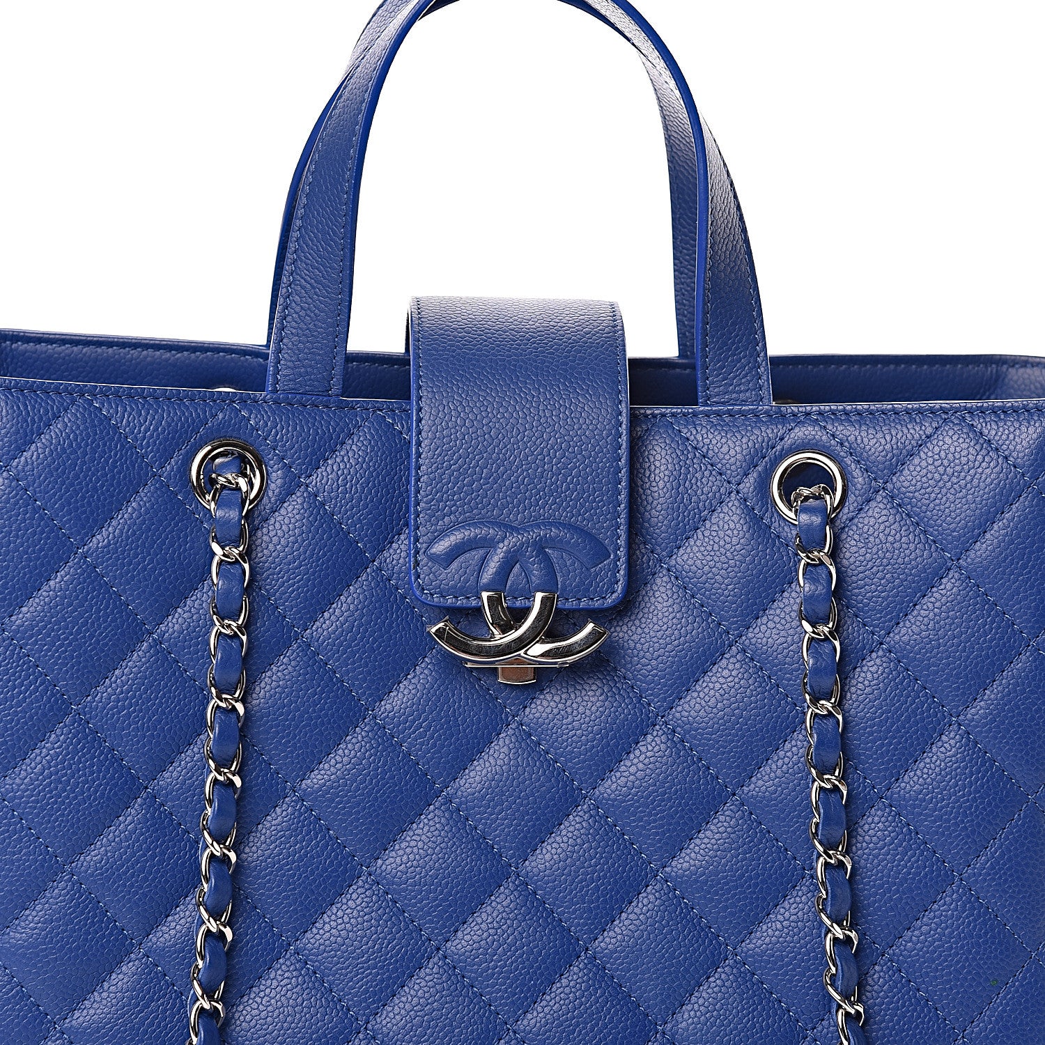 Chanel Caviar Quilted Large CC Box Shopping Tote Blue 11 of 12