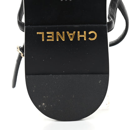 Chanel Lambskin Chain CC Logo Thong Sandals 38 Black 8 of 10