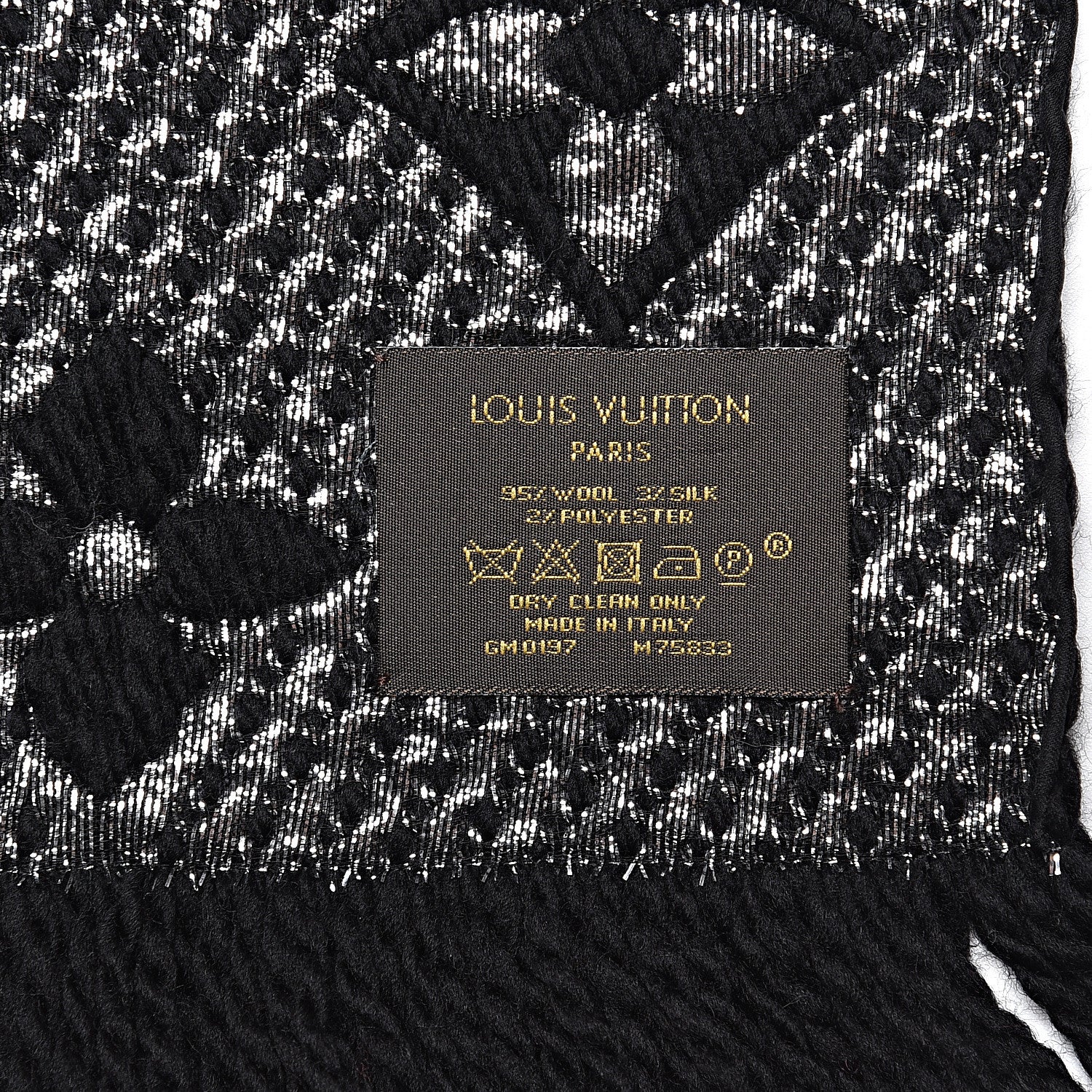 Louis Vuitton Wool Silk Logomania Shine Scarf Black 4 of 6