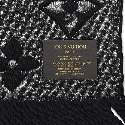 Louis Vuitton Wool Silk Logomania Shine Scarf Black 4 of 6