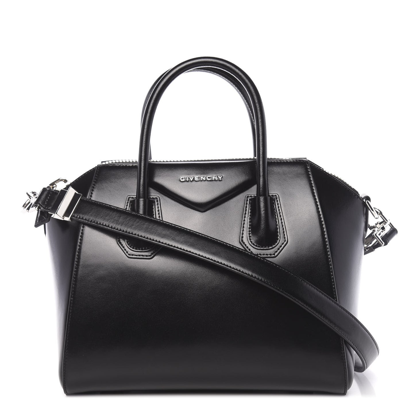 Shiny Lord Calfskin Small Antigona Black