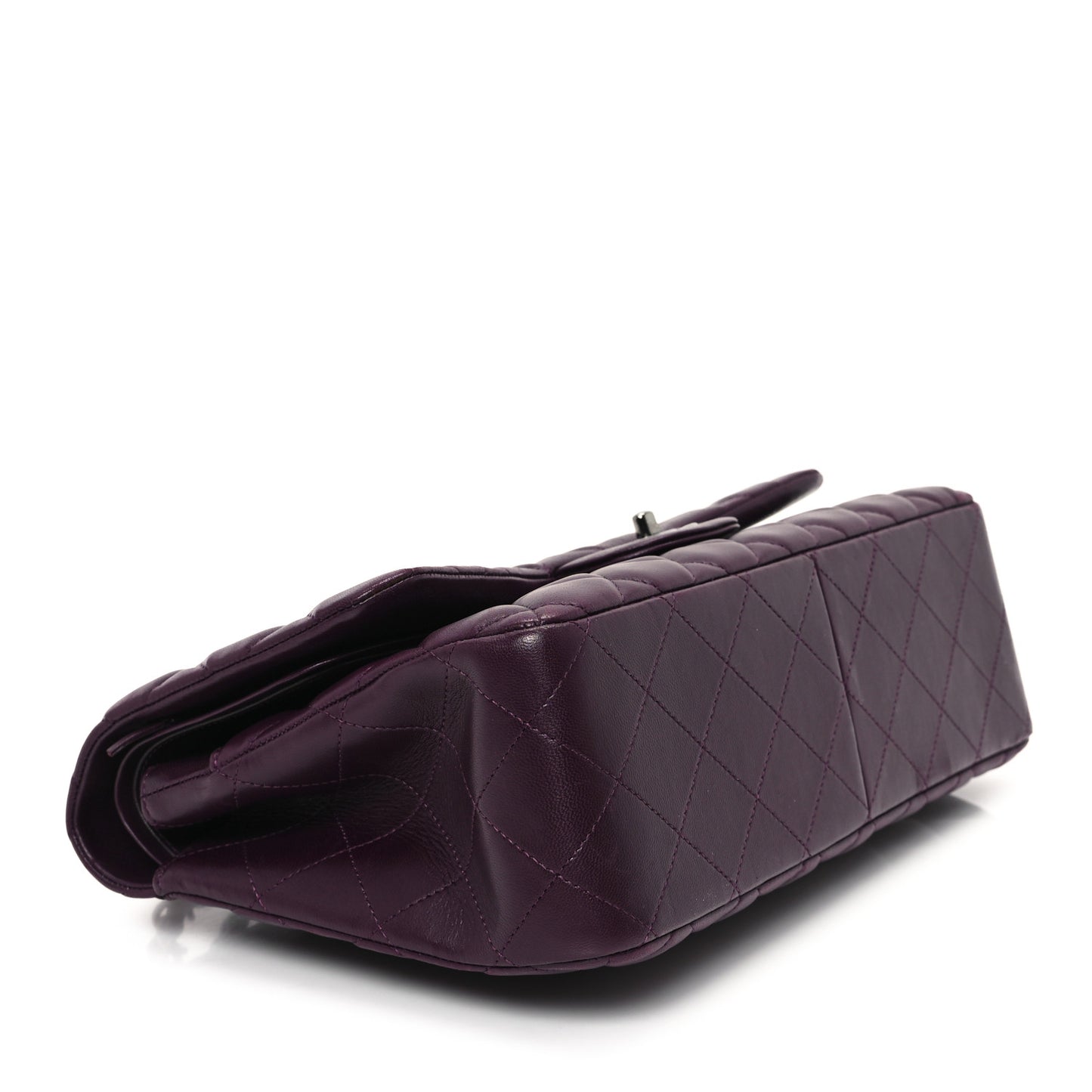 Lambskin Quilted Jumbo Double Flap Dark Purple