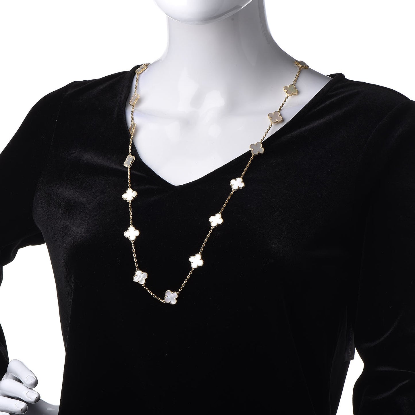 18K Yellow Gold Mother of Pearl 20 Motifs Vintage Alhambra Necklace