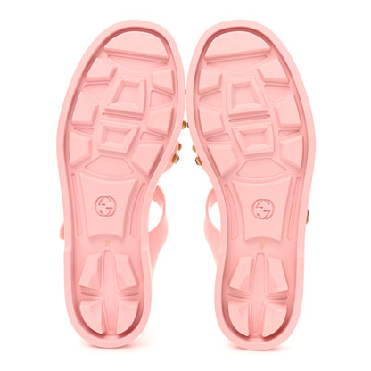 Gucci Rubber Crystal Womens Buckle Strap Sandal 37 Perfect Pink 6 of 12