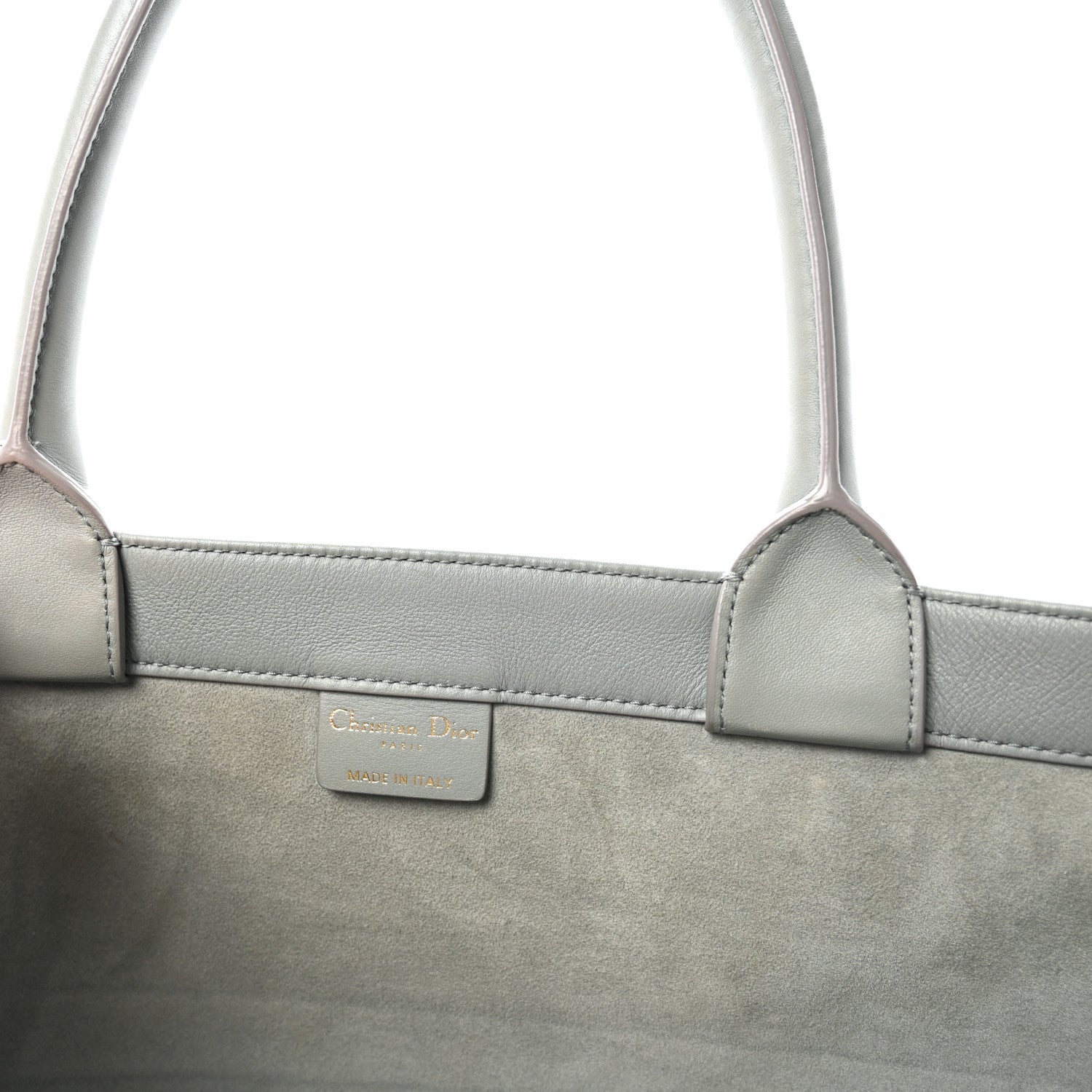 Christian Dior Calfskin Embossed Medium Book Tote Grey Stone 6 of 9