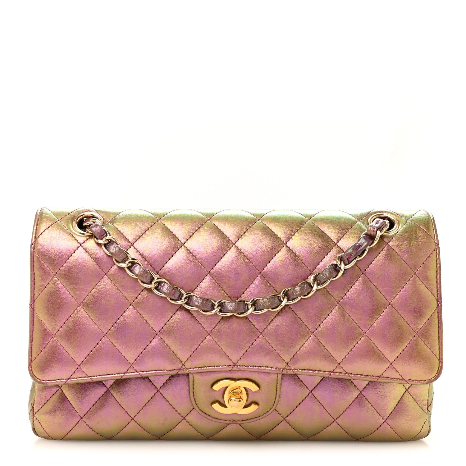Chanel Iridescent Lambskin Quilted Medium Double Flap Purple 1 of 14
