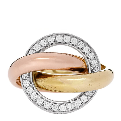 Cartier 18K Pink Yellow White Gold Diamond Trinity Crash Ring 50 5.5 1 of 5
