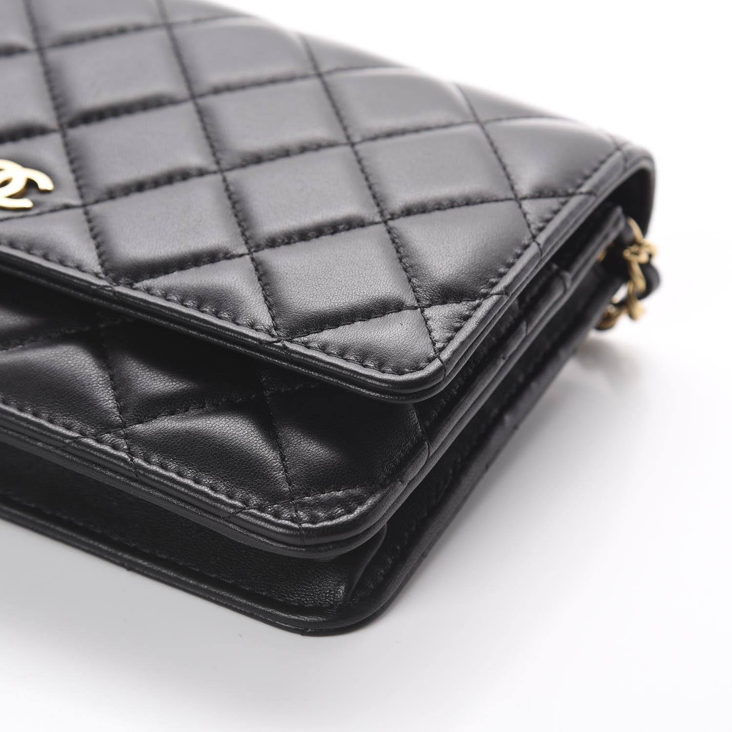 Chanel Lambskin Quilted Wallet On Chain WOC Black 6 of 9