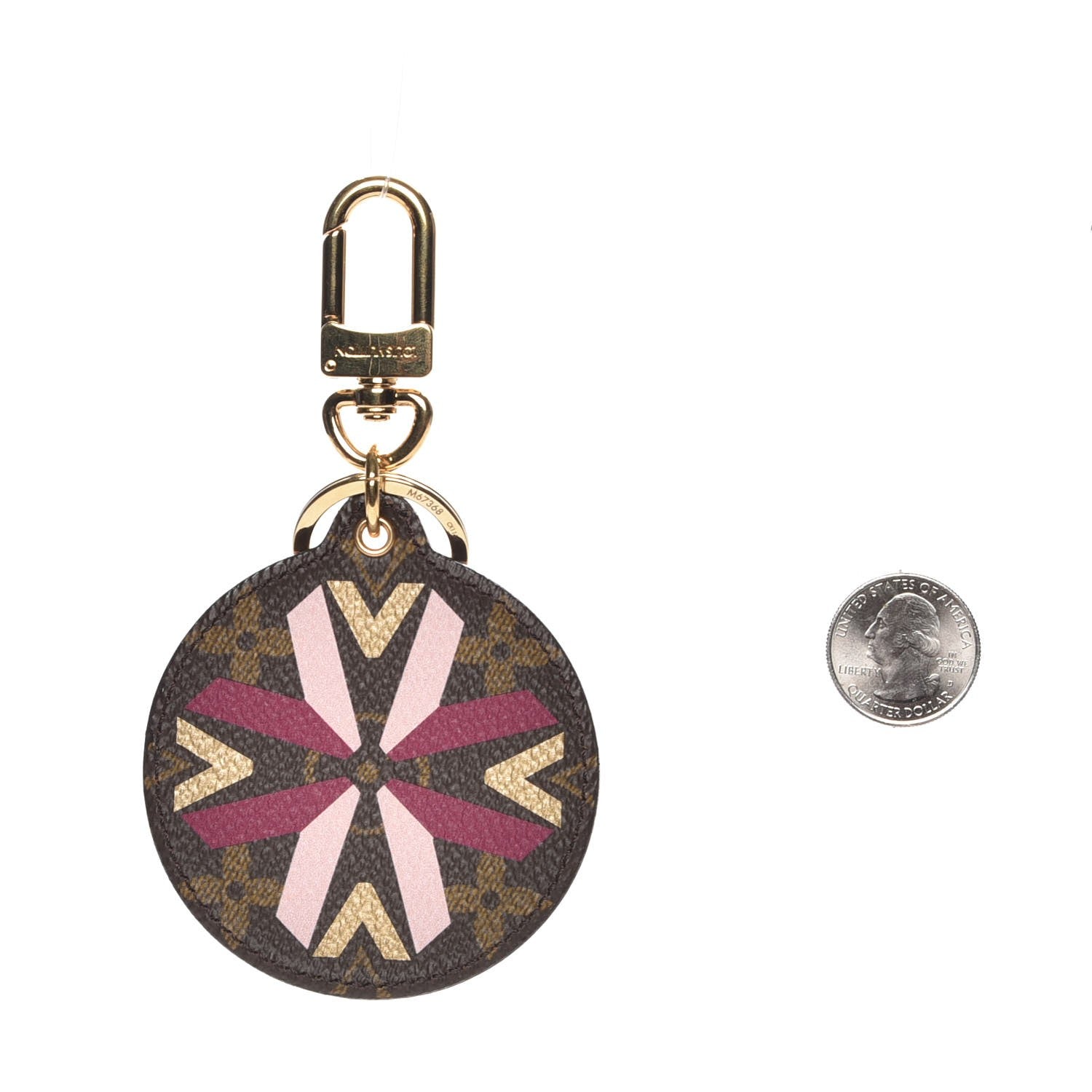 Louis Vuitton Monogram Illustre Multi V Bag Charm Key Ring Fuchsia 2 of 4