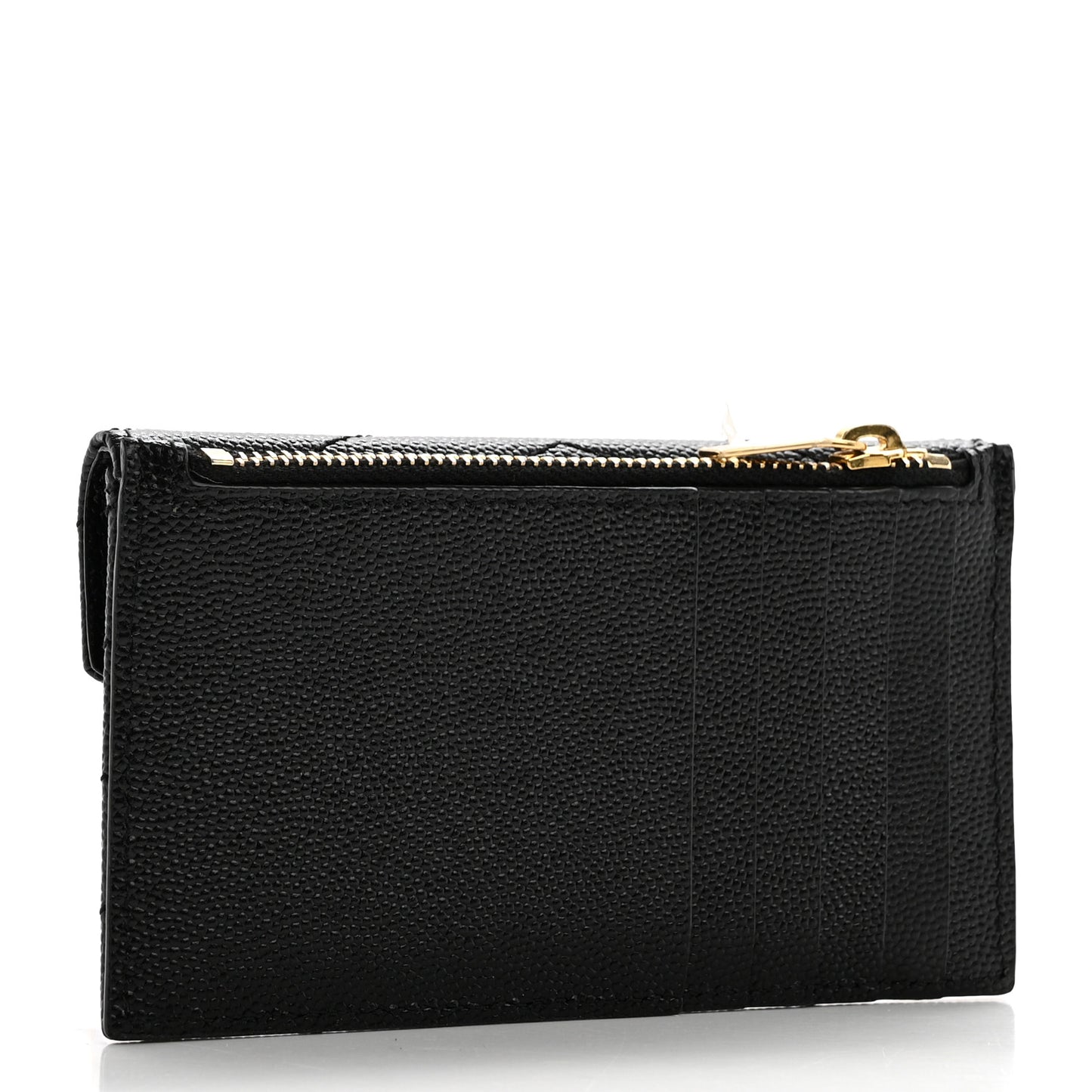 Grain De Poudre Matelasse Chevron Monogram Compact Wallet Black
