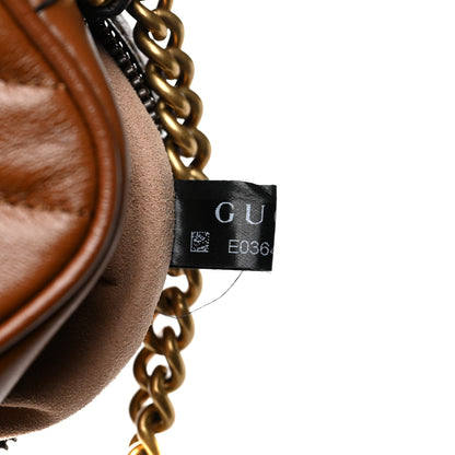 Gucci Glazed Calfskin Matelasse Diagonal Mini GG Marmont Chain Shoulder Bag Cuir 8 of 10