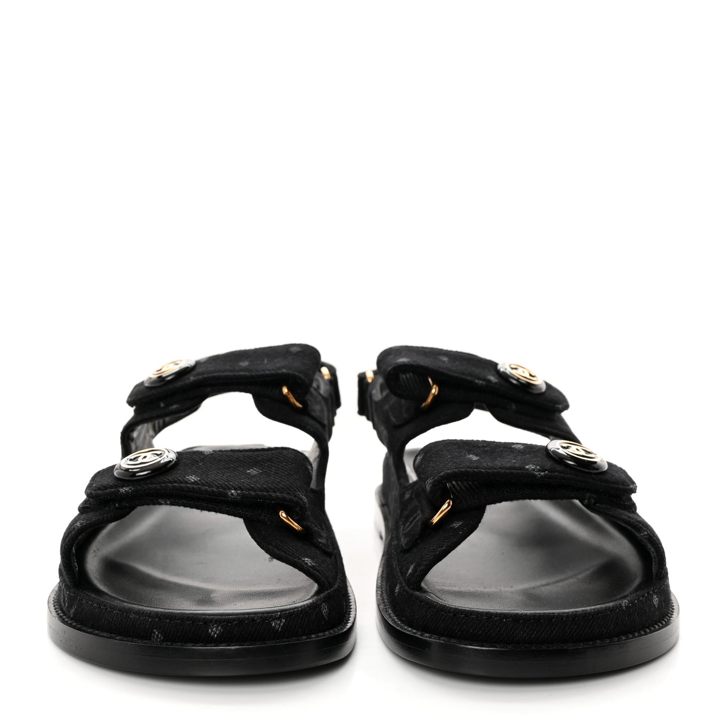 Denim Printed Dad Sandals 38.5 Black