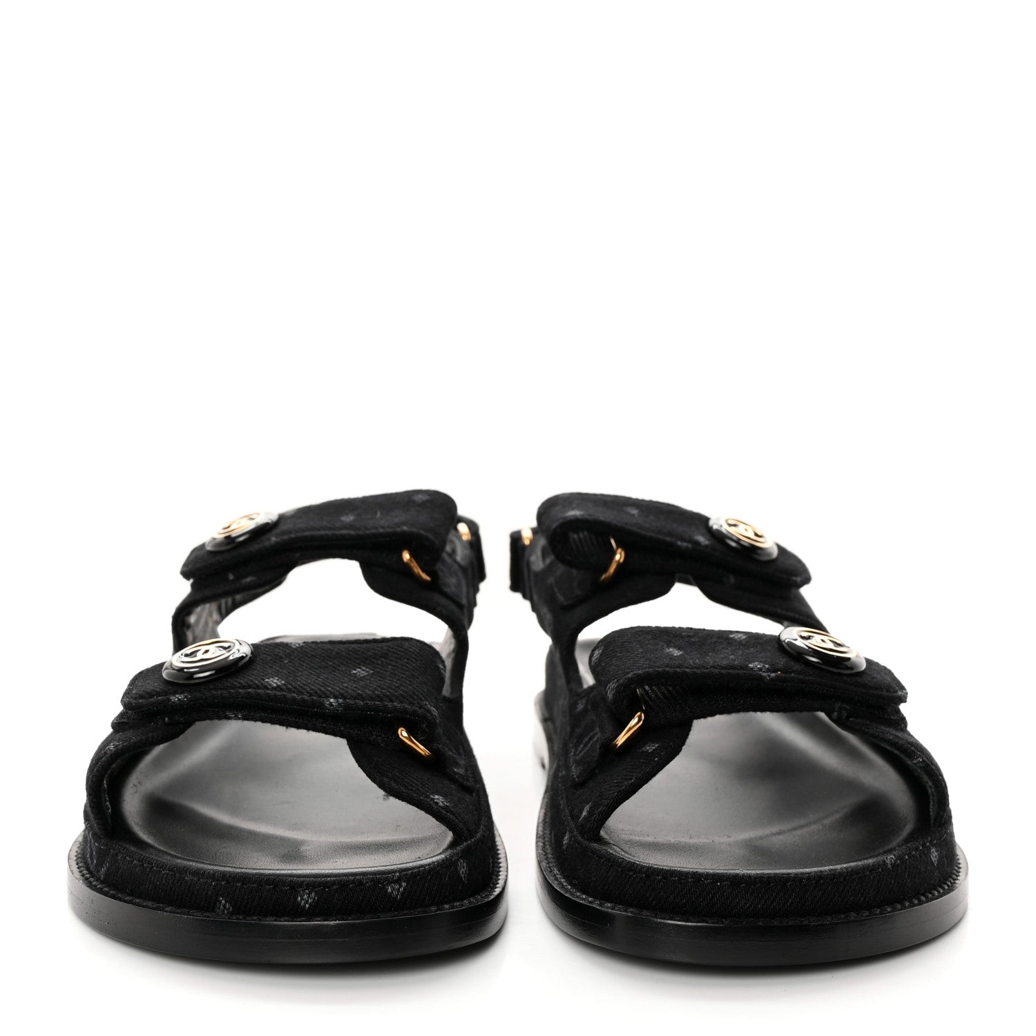 Chanel Denim Printed Dad Sandals 38.5 Black 2 of 15