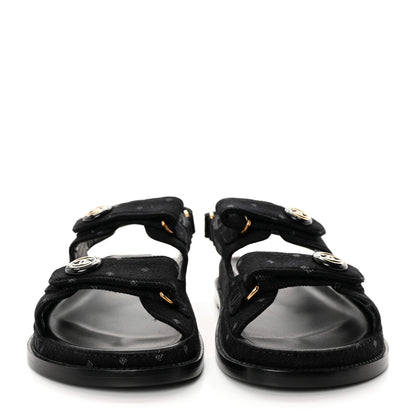 Chanel Denim Printed Dad Sandals 38.5 Black 2 of 15