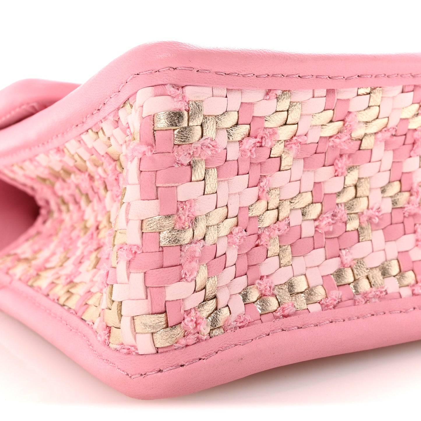 Metallic Lambskin Viscose Woven Flap Pink Gold
