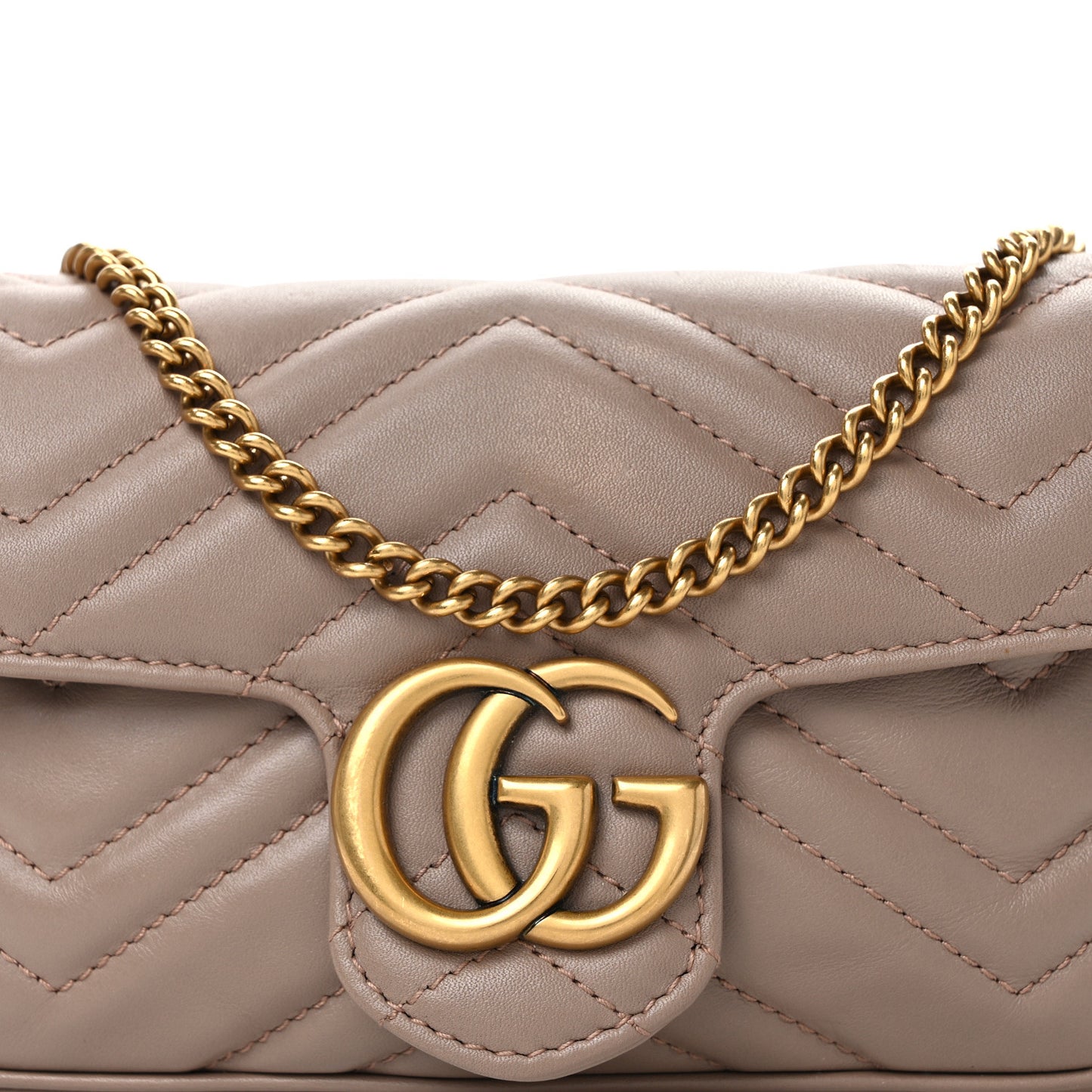 Calfskin Matelasse Super Mini GG Marmont Shoulder Bag Porcelain Rose