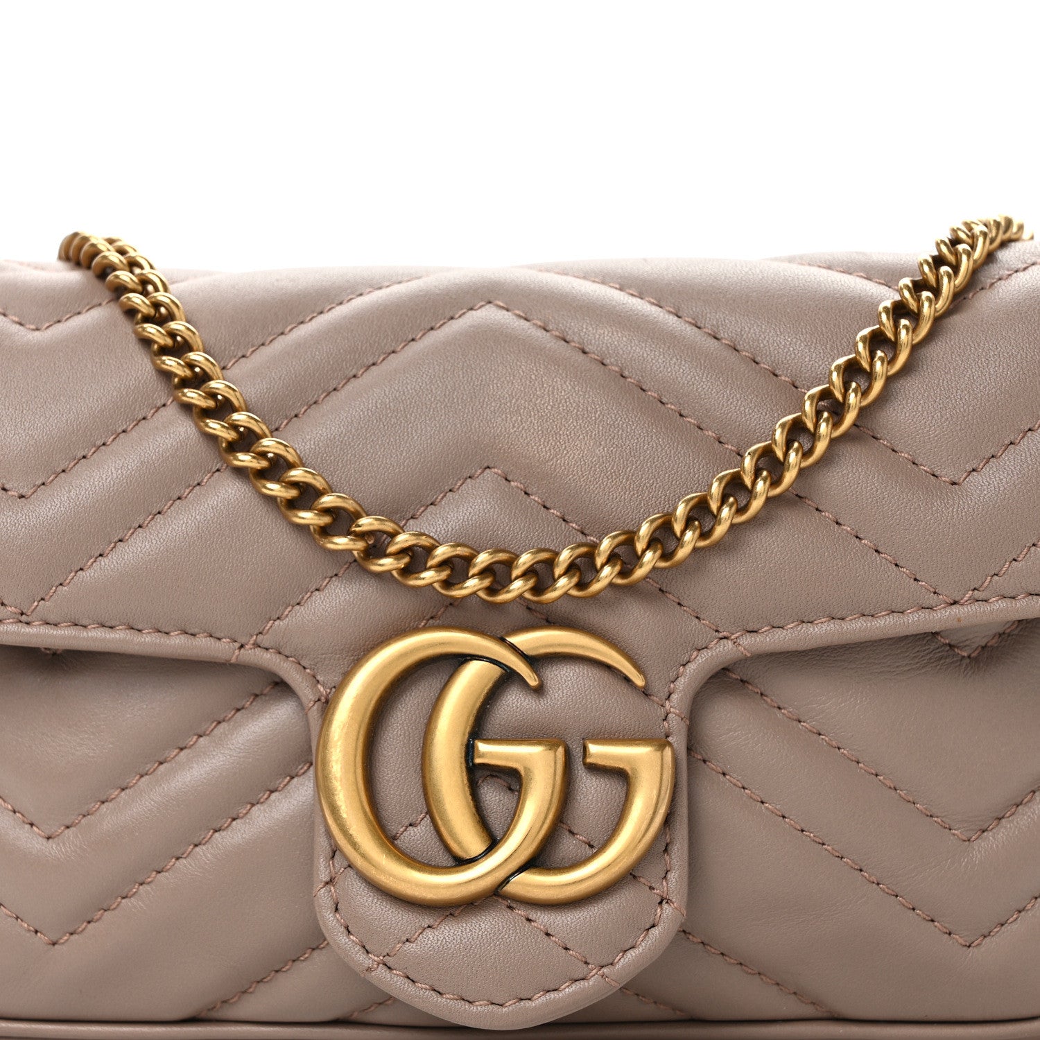 Gucci Calfskin Matelasse Super Mini GG Marmont Shoulder Bag Porcelain Rose 6 of 12