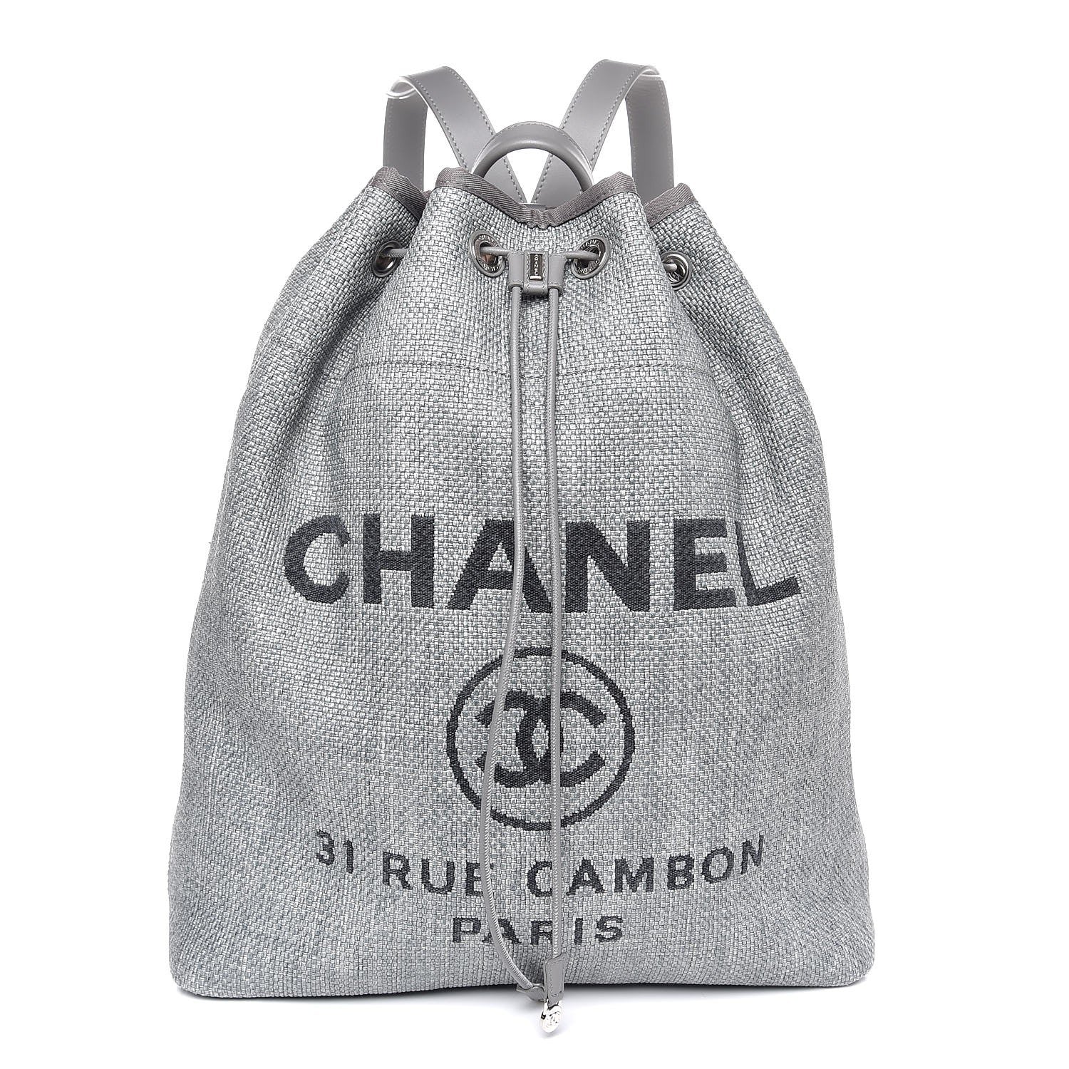 Chanel Canvas Large Deauville Backpack Grey 1 of 7