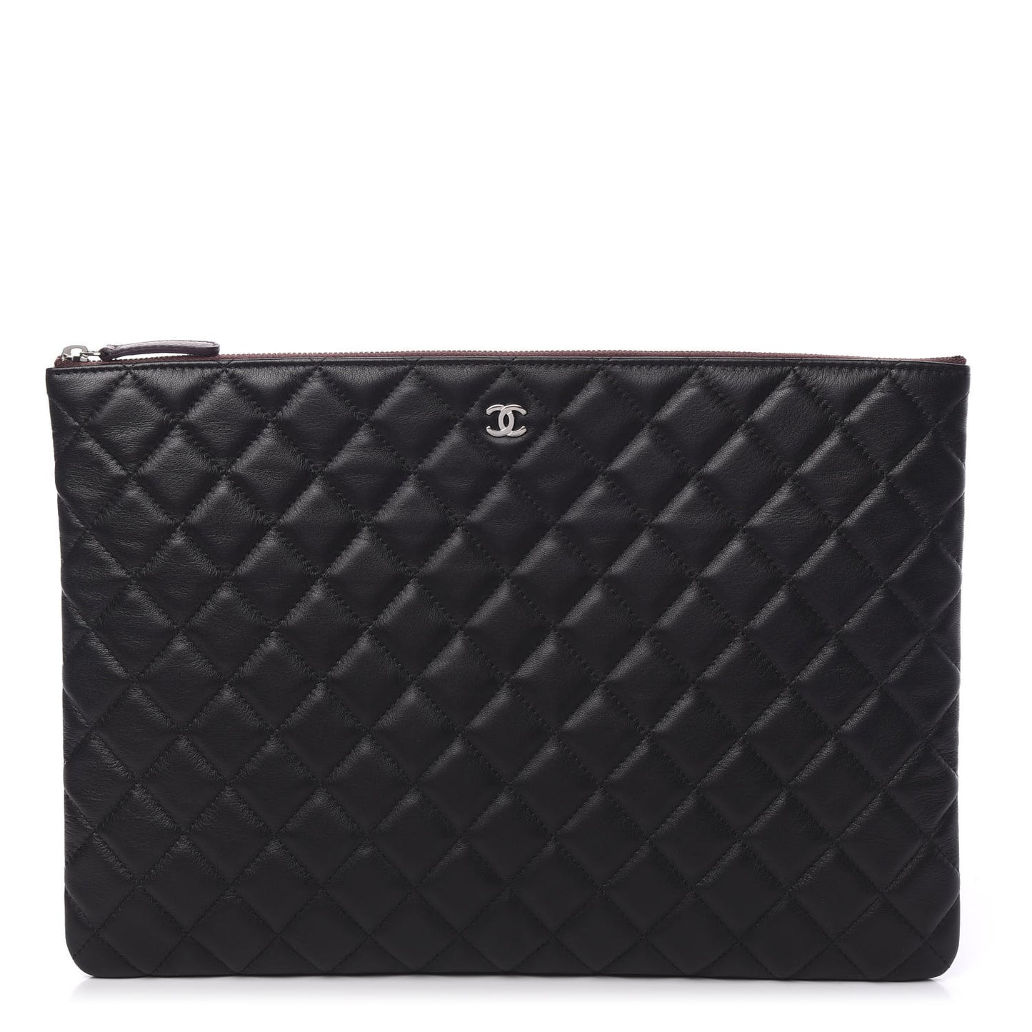 Lambskin Quilted Large Cosmetic Case Black