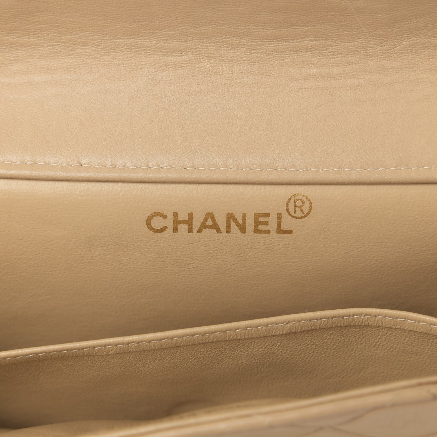 Lambskin Quilted Medium Double Sided Flap Beige