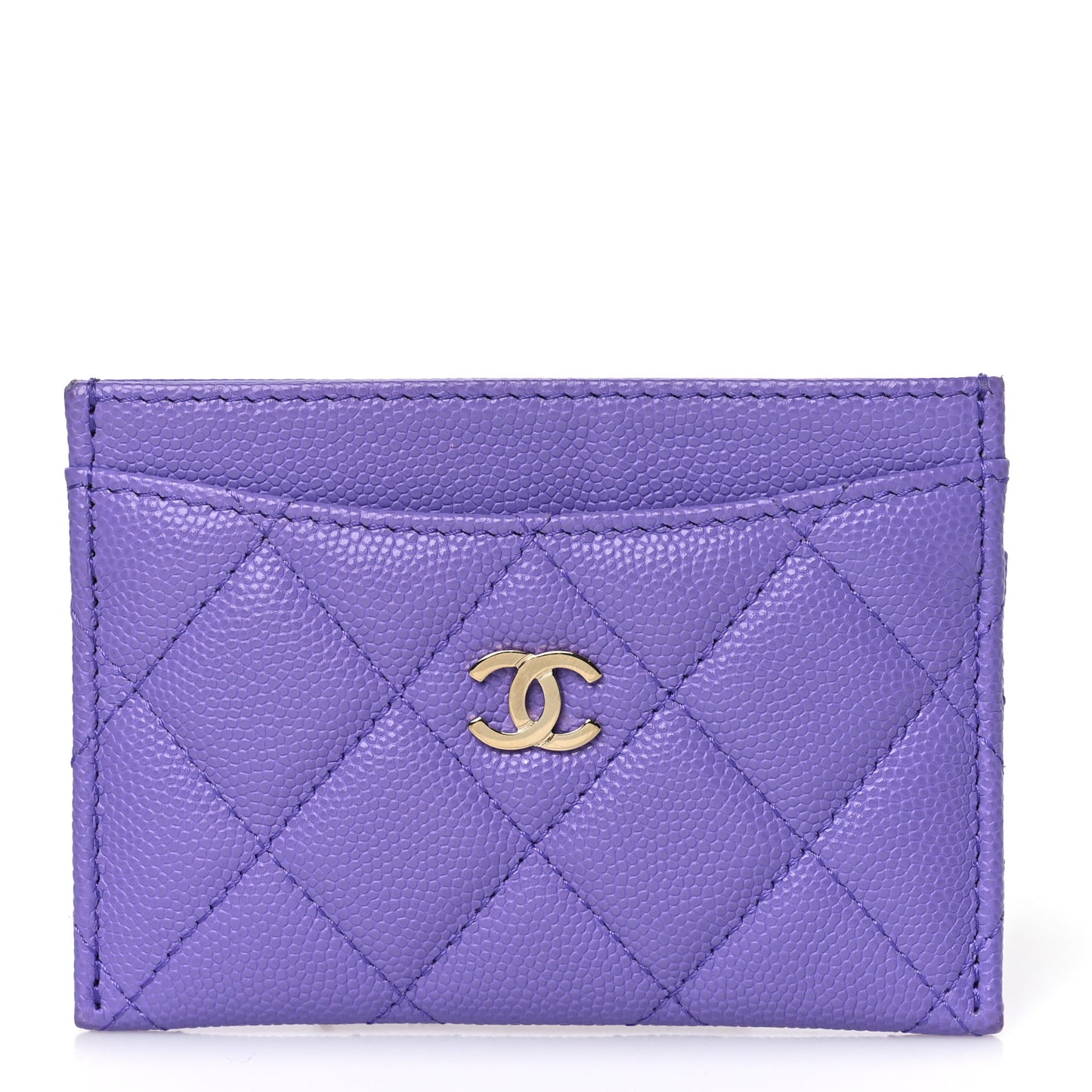 Caviar Quilted Card Holder Purple